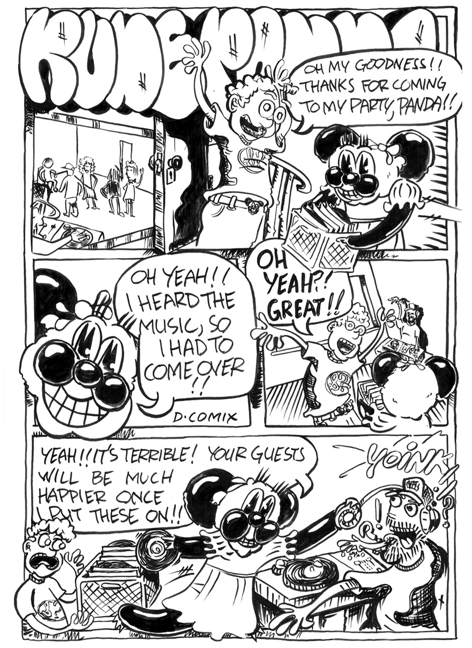 3 panel cartoon. 1st panel 