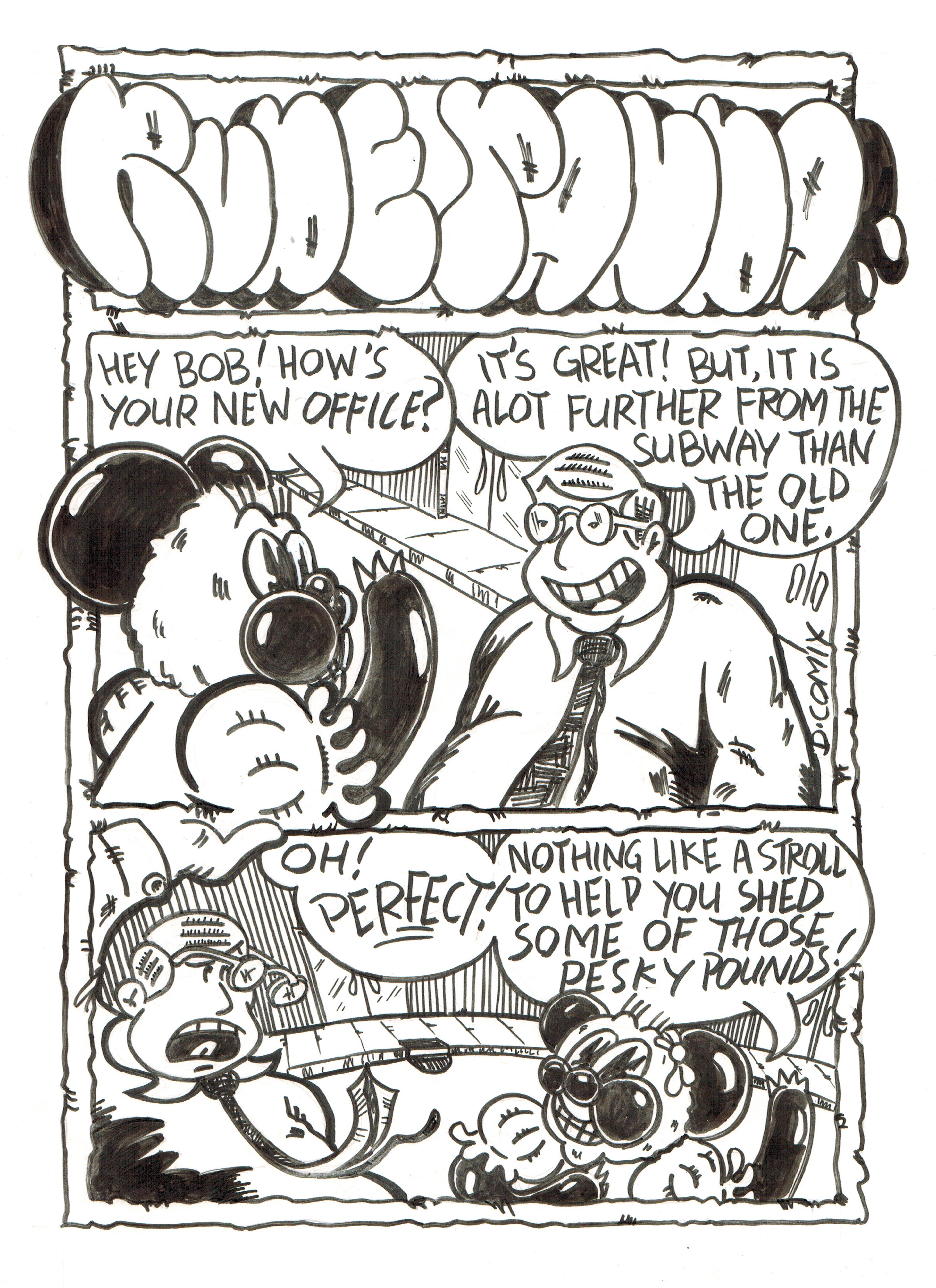 2 panel cartoon. 1st panel 